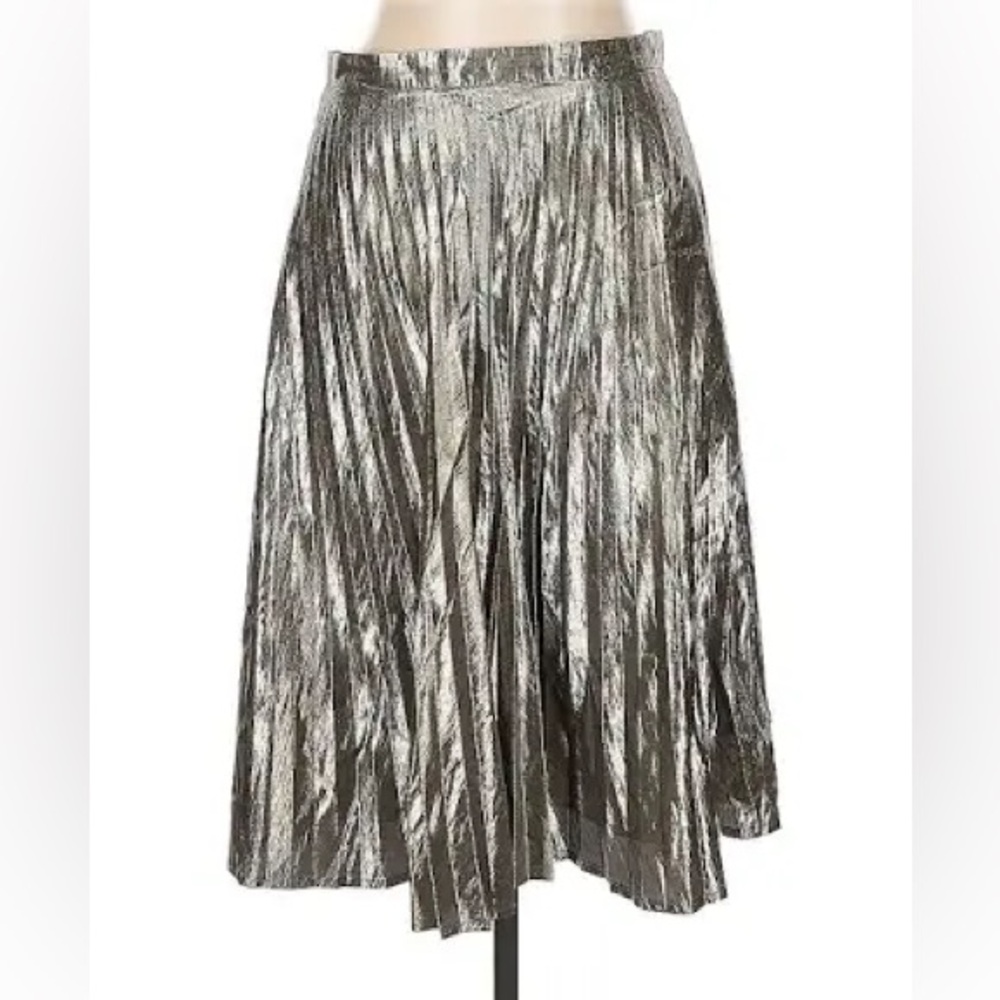 Gap pleated metallic silver, long midi skirt women’s size medium